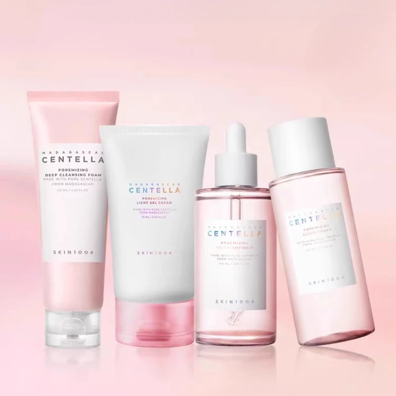 SKIN1004 Centella Pink Salt Pore Care, Toner Ampoule, Serum Deep Cleanser and Face Cream Skincare Set