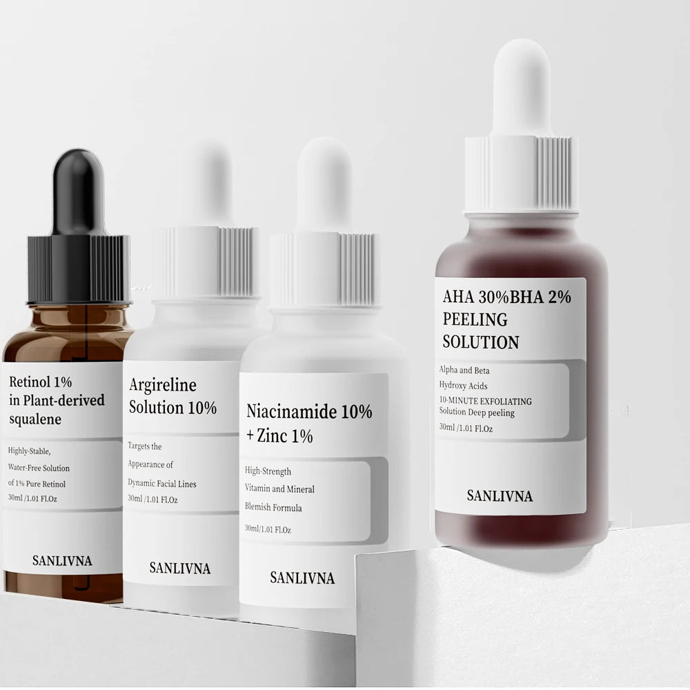 AHA 30%+BHA 2% Exfoliating Salicylic Acid Serum 10% Niacinamide + 1% Zinc, 10% Hexapeptide Serum
