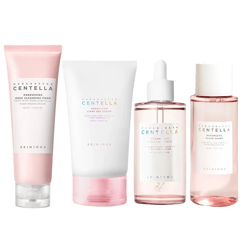 SKIN1004 Centella Pink Salt Pore Care, Toner Ampoule, Serum Deep Cleanser and Face Cream Skincare Set
