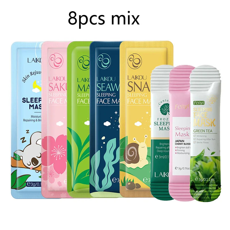 8pcs LAIKOU Hydrating Moisturizing Facial Sleeping Mask