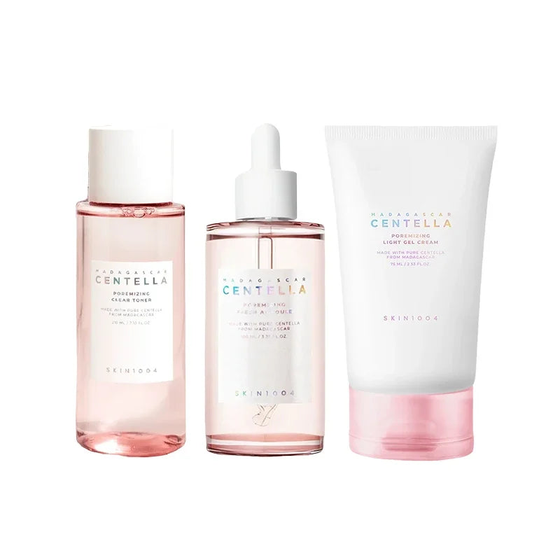 SKIN1004 Centella Pink Salt Pore Care, Toner Ampoule, Serum Deep Cleanser and Face Cream Skincare Set